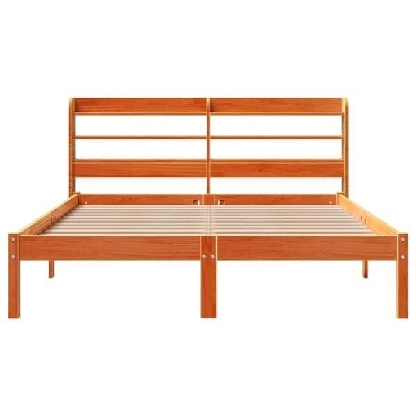 vidaXL Sengeramme med hodegavl voksbrun 135x190 cm heltre furu