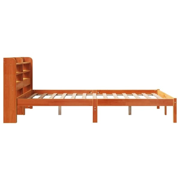 vidaXL Sengeramme med hodegavl voksbrun 135x190 cm heltre furu