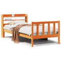 Miniatyrbilde 3 av 11: vidaXL Sengeramme med hodegavl voksbrun 75x190 cm heltre furu