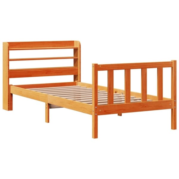 vidaXL Sengeramme med hodegavl voksbrun 75x190 cm heltre furu