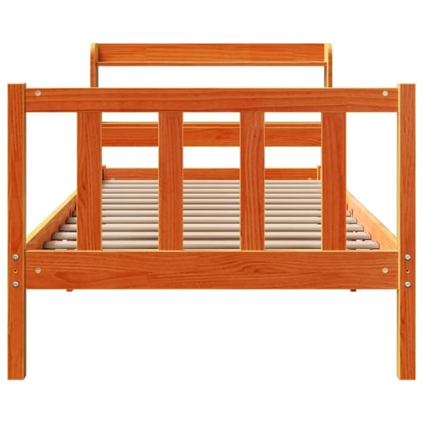 vidaXL Sengeramme med hodegavl voksbrun 75x190 cm heltre furu