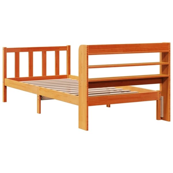 vidaXL Sengeramme med hodegavl voksbrun 75x190 cm heltre furu