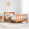 Miniatyrbilde 2 av 11: vidaXL Sengeramme med hodegavl voksbrun 75x190 cm heltre furu