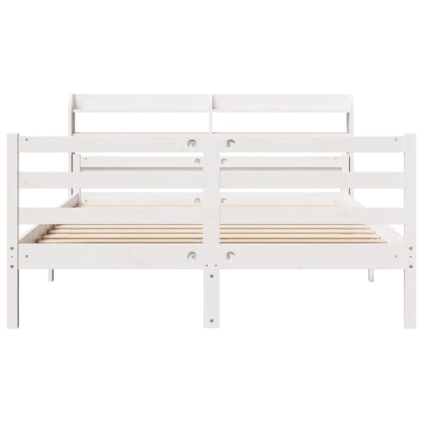 vidaXL Sengeramme med hodegavl hvit 140x200 cm heltre furu