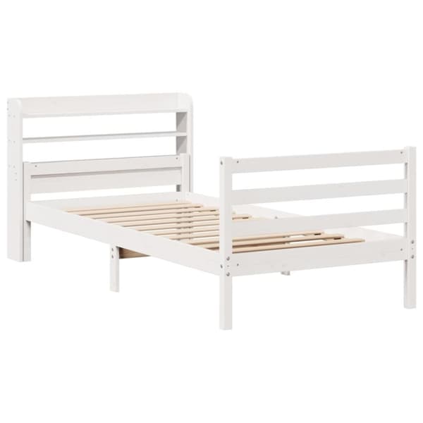vidaXL Sengeramme med hodegavl hvit 100x200 cm heltre furu
