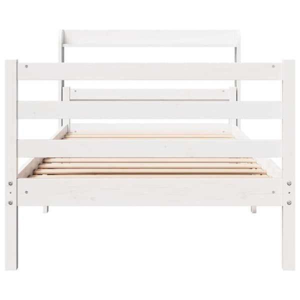 vidaXL Sengeramme med hodegavl hvit 100x200 cm heltre furu