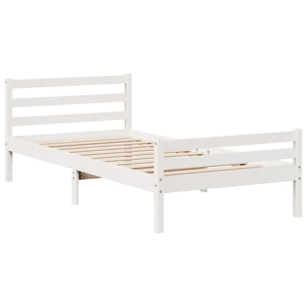 vidaXL Sengeramme med hodegavl hvit 100x200 cm heltre furu
