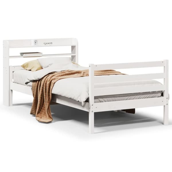 vidaXL Sengeramme med hodegavl hvit 100x200 cm heltre furu