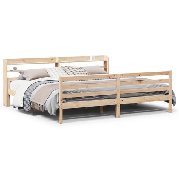 vidaXL Sengeramme med hodegavl 200x200 cm heltre furu