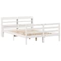 Miniatyrbilde 4 av 11: vidaXL Sengeramme med hodegavl hvit 150x200 cm heltre furu