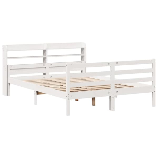 vidaXL Sengeramme med hodegavl hvit 150x200 cm heltre furu