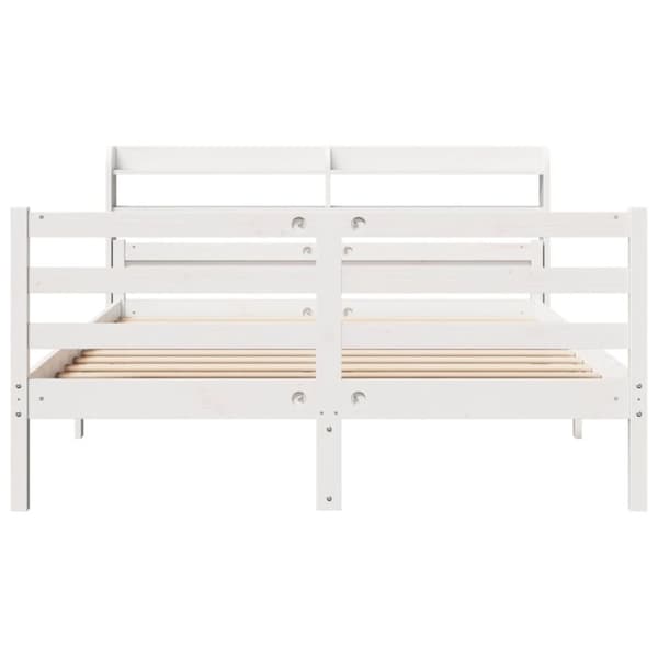 vidaXL Sengeramme med hodegavl hvit 150x200 cm heltre furu