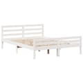 Miniatyrbilde 6 av 11: vidaXL Sengeramme med hodegavl hvit 150x200 cm heltre furu