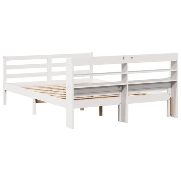 vidaXL Sengeramme med hodegavl hvit 150x200 cm heltre furu