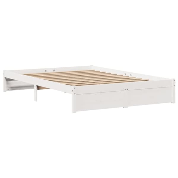 vidaXL Sengeramme med hodegavl hvit 120x190 cm heltre furu