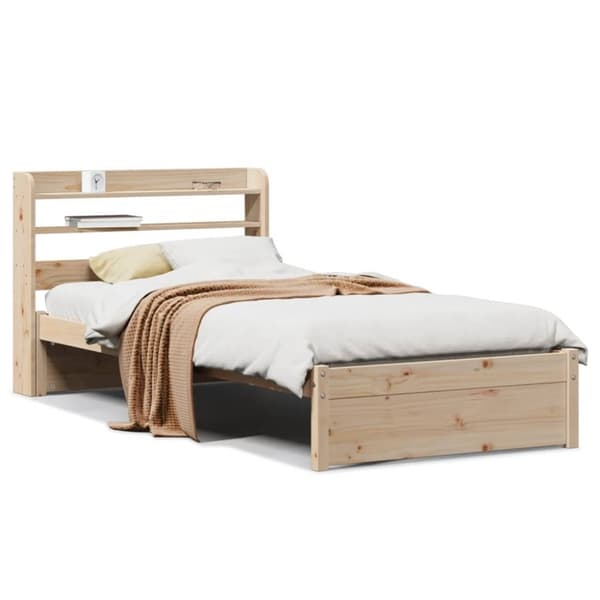 vidaXL Sengeramme med hodegavl 90x200 cm heltre furu