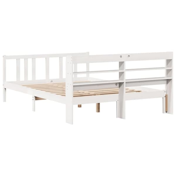 vidaXL Sengeramme med hodegavl hvit 150x200 cm heltre furu