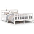 Miniatyrbilde 3 av 11: vidaXL Sengeramme med hodegavl hvit 140x200 cm heltre furu