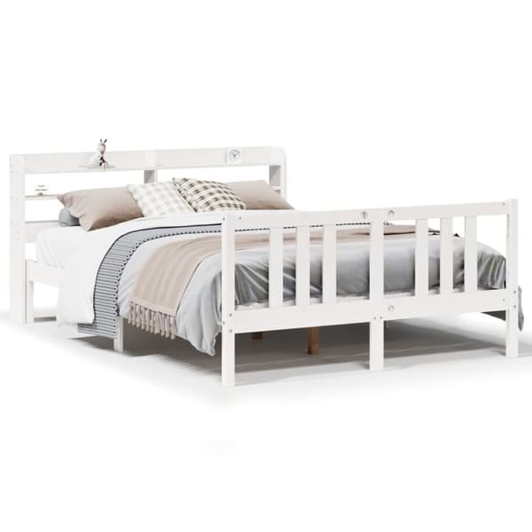 vidaXL Sengeramme med hodegavl hvit 140x200 cm heltre furu