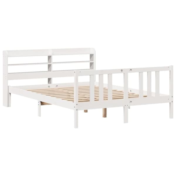 vidaXL Sengeramme med hodegavl hvit 140x200 cm heltre furu