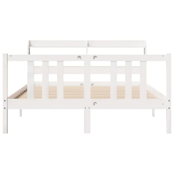 vidaXL Sengeramme med hodegavl hvit 140x200 cm heltre furu