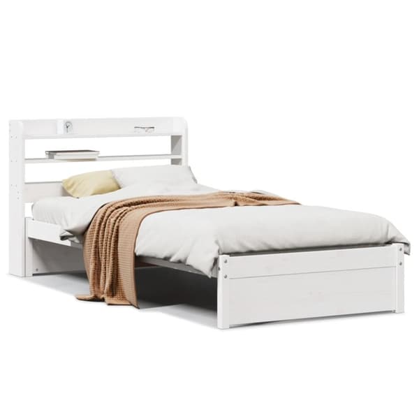 vidaXL Sengeramme med hodegavl hvit 100x200 cm heltre furu