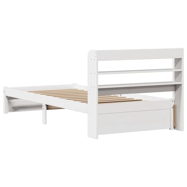 vidaXL Sengeramme med hodegavl hvit 100x200 cm heltre furu
