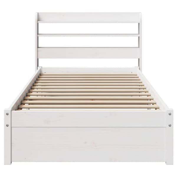 vidaXL Sengeramme med hodegavl hvit 75x190 cm heltre furu