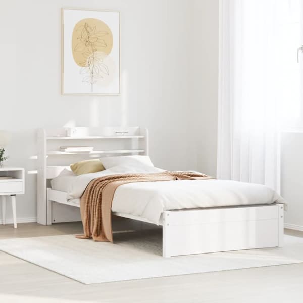 vidaXL Sengeramme med hodegavl hvit 75x190 cm heltre furu