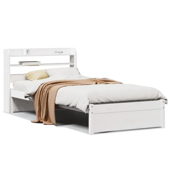 vidaXL Sengeramme med hodegavl hvit 75x190 cm heltre furu