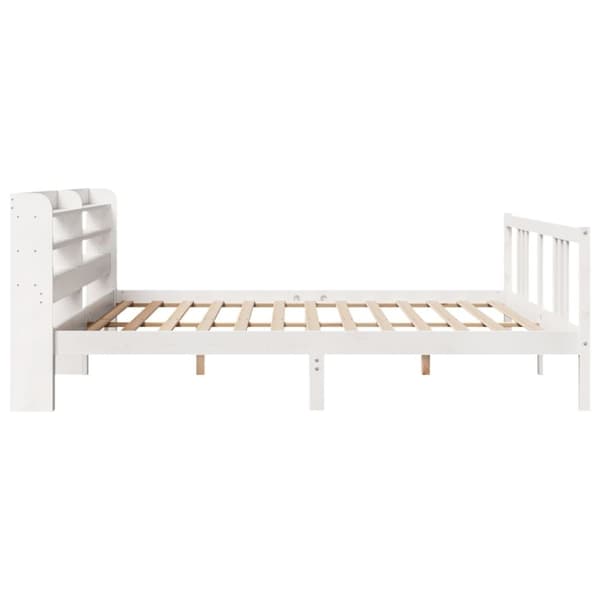 vidaXL Sengeramme med hodegavl hvit 200x200 cm heltre furu