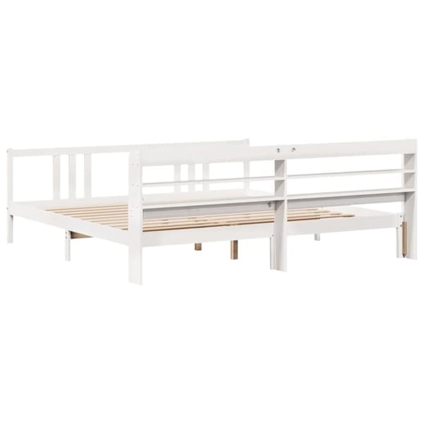 vidaXL Sengeramme med hodegavl hvit 200x200 cm heltre furu