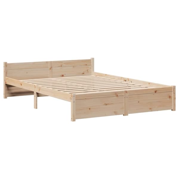 vidaXL sengeramme med sengegavl 140x200 cm massivt fyrretræ hvid