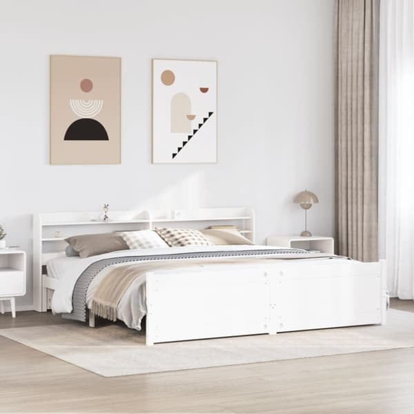 vidaXL Sengeramme med hovedgærde uden madras Hvid 180x200 cm