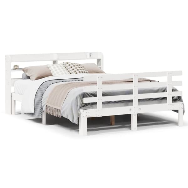 vidaXL Sengeramme med hodegavl hvit 140x190 cm heltre furu