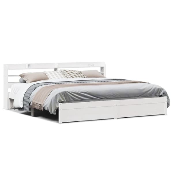 vidaXL Sengeramme med hodegavl hvit 180x200 cm heltre furu
