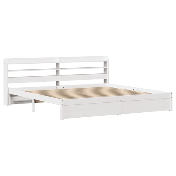 vidaXL Sengeramme med hodegavl hvit 180x200 cm heltre furu