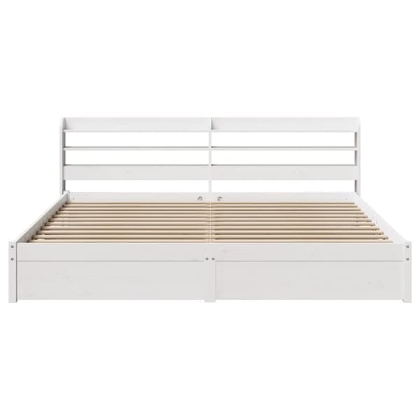 vidaXL Sengeramme med hodegavl hvit 180x200 cm heltre furu