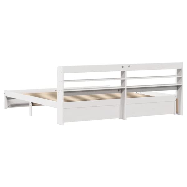 vidaXL Sengeramme med hodegavl hvit 180x200 cm heltre furu