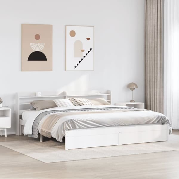 vidaXL Sengeramme med hodegavl hvit 180x200 cm heltre furu