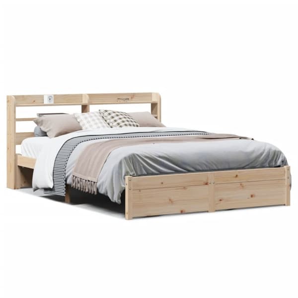 vidaXL sengeramme med sengegavl 150x200 cm massivt fyrretræ