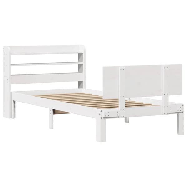 vidaXL Sängynrunko päädyllä valkoinen 75x190 cm täysi mänty