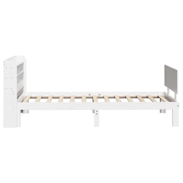 vidaXL Sängynrunko päädyllä valkoinen 75x190 cm täysi mänty