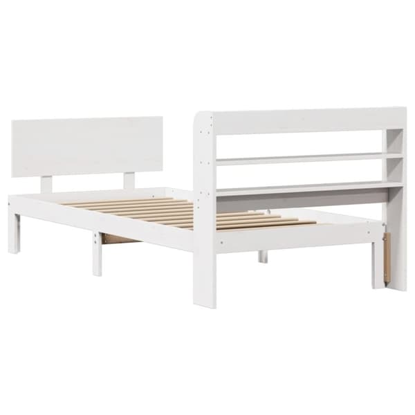 vidaXL Sängynrunko päädyllä valkoinen 75x190 cm täysi mänty