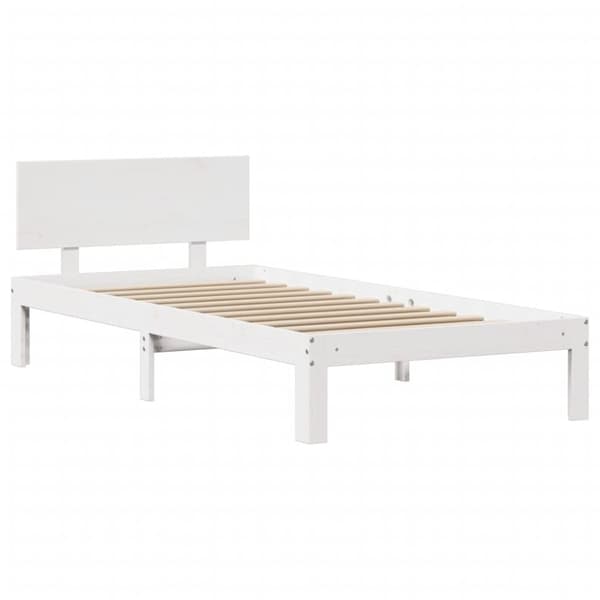 vidaXL Sängynrunko päädyllä valkoinen 75x190 cm täysi mänty