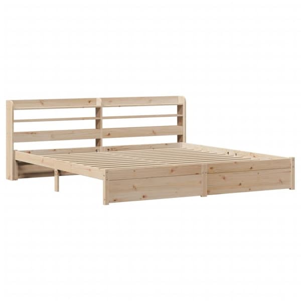 vidaXL Sängram med huvudgavel 200x200 cm massiv furu