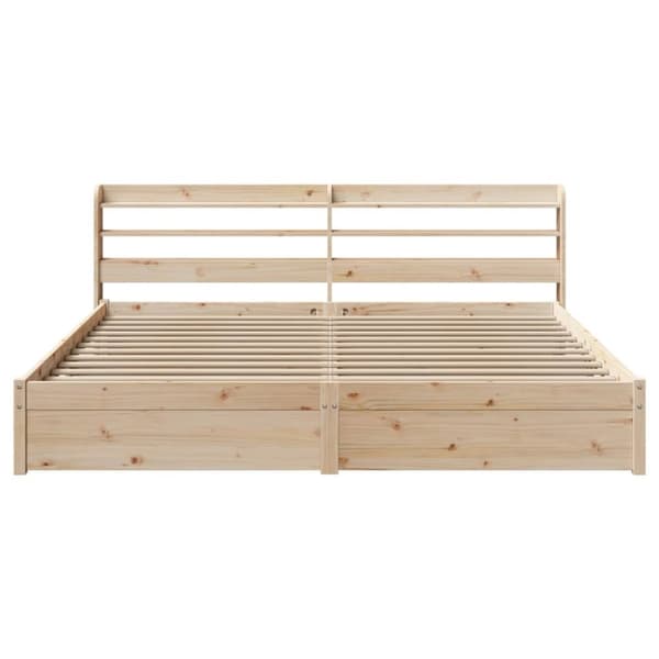 vidaXL Sängram med huvudgavel 200x200 cm massiv furu