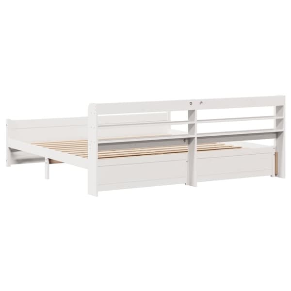 vidaXL Sengeramme med hodegavl hvit 180x200 cm heltre furu