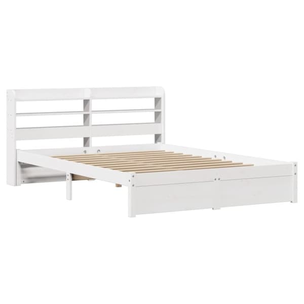 vidaXL Sengeramme med hodegavl hvit 160x200 cm heltre furu