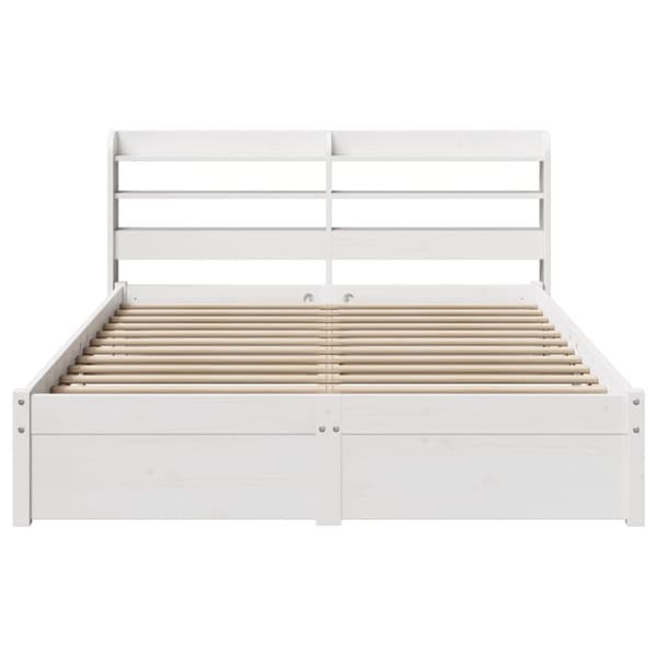 vidaXL Sengeramme med hodegavl hvit 160x200 cm heltre furu